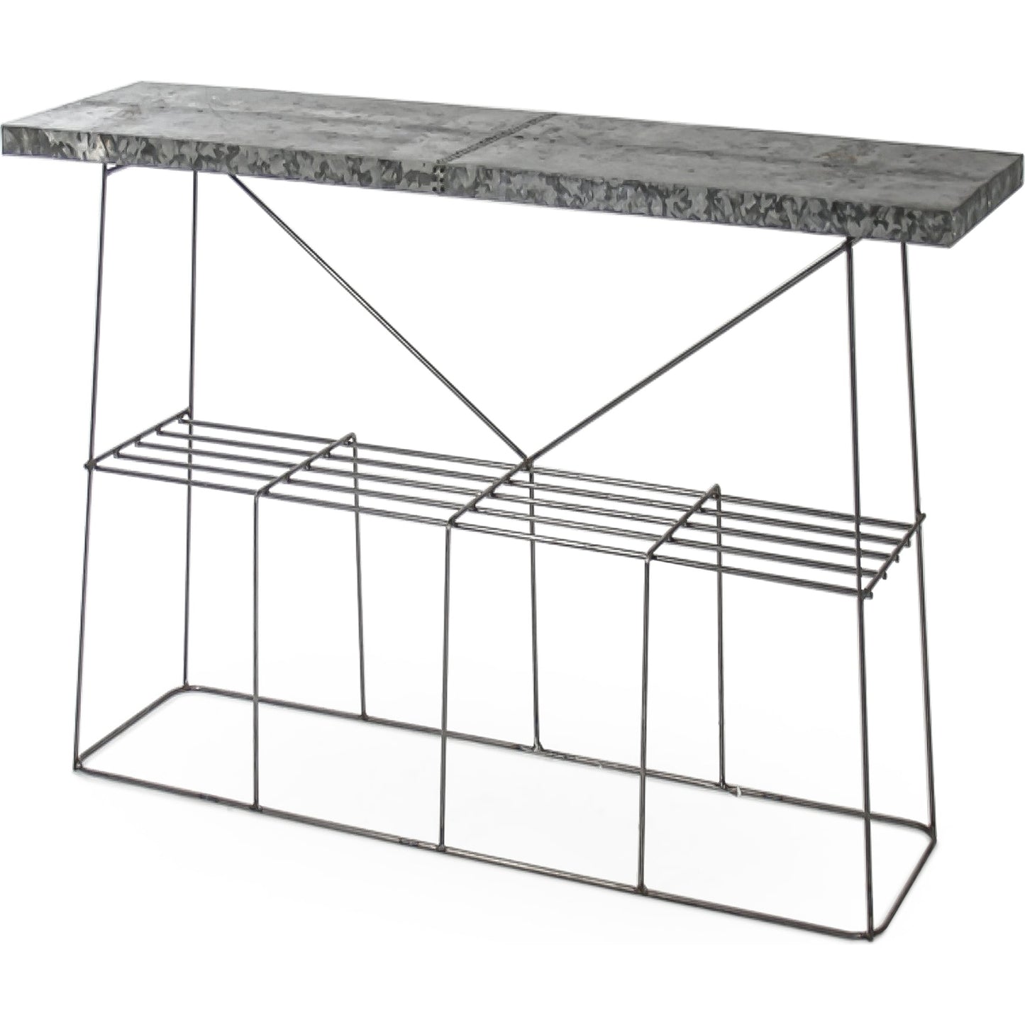 001 S-338475 | Primary Silo | Wade Console by Zentique in rustic galvanized tin and recycled metal. Made from recycled metal in a modern style.