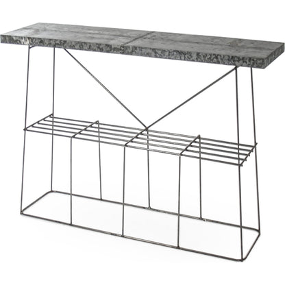 Wade Console by Zentique in rustic galvanized tin and recycled metal. Made from recycled metal in a modern style.