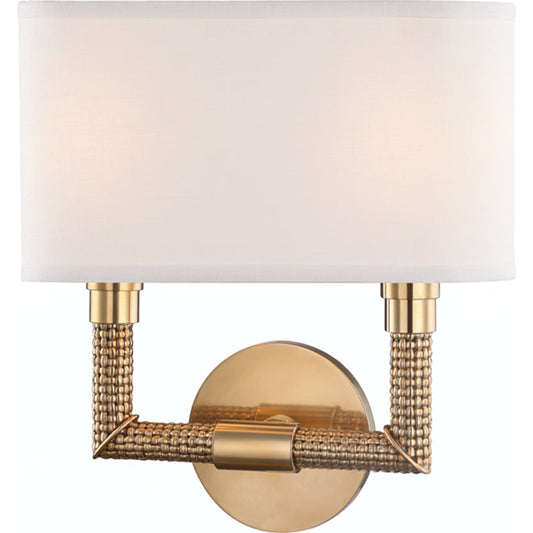 Dubois Wall Sconce by Hudson Valley in aged brass. Made from brass in a transitional style.