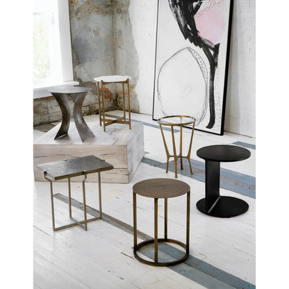 Griffon Side Table by Four Hands in rustic fossil. Made from iron in a modern style.