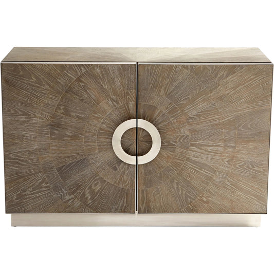Volonte Cabinet by Cyan Design in weathered oak, stainless steel. Made from oak, stainless steel in a modern style.