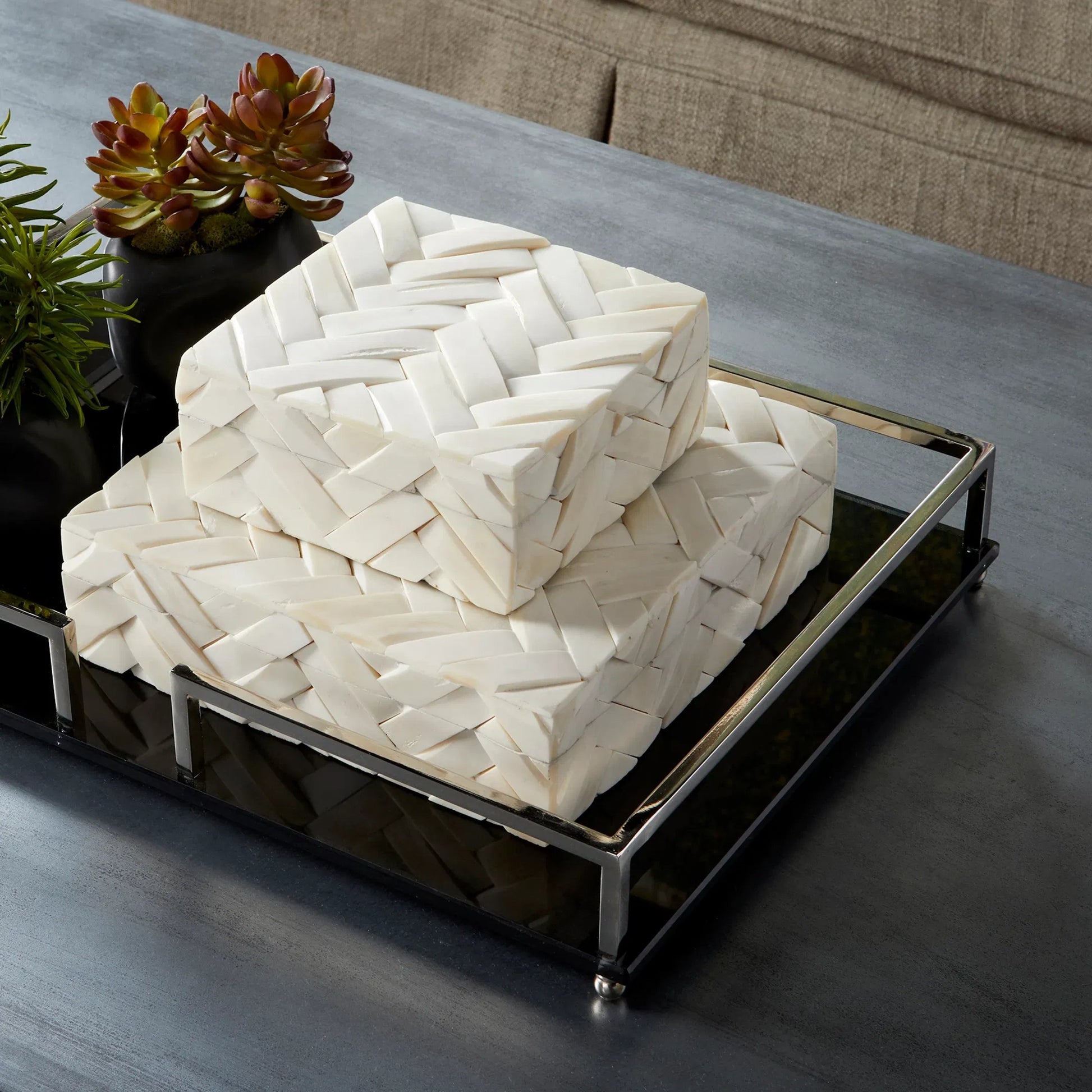 Cumberland Container by Cyan Design in white. Made from bone, wood in a eclectic & global style.