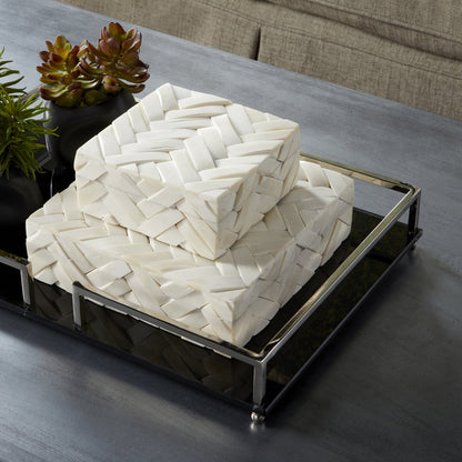 Cumberland Container by Cyan Design in white. Made from bone, wood in a eclectic & global style.