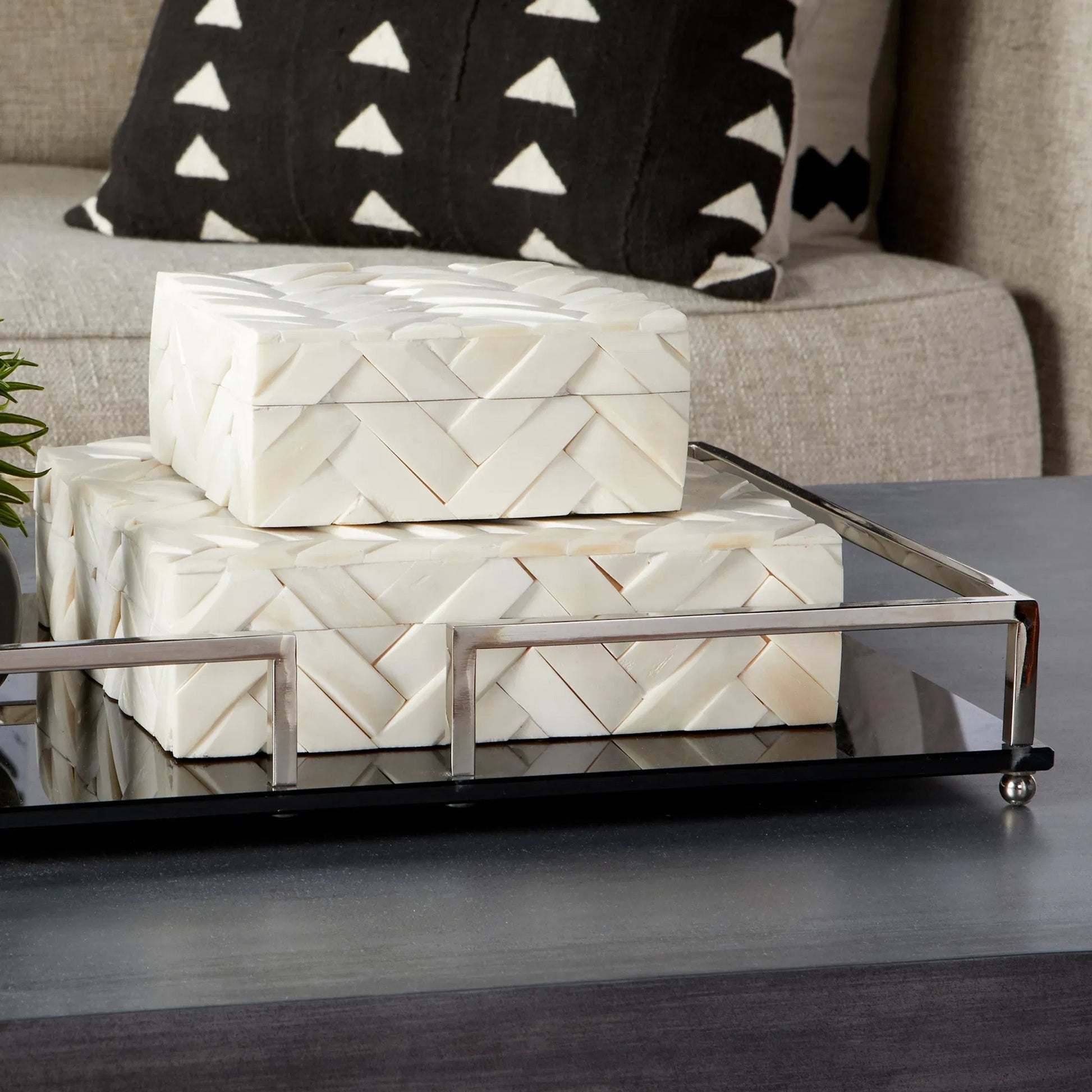 Cumberland Container by Cyan Design in white. Made from bone, wood in a eclectic & global style.