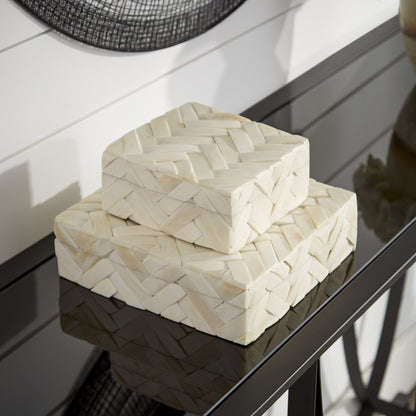 Cumberland Container by Cyan Design in white. Made from bone, wood in a eclectic & global style.