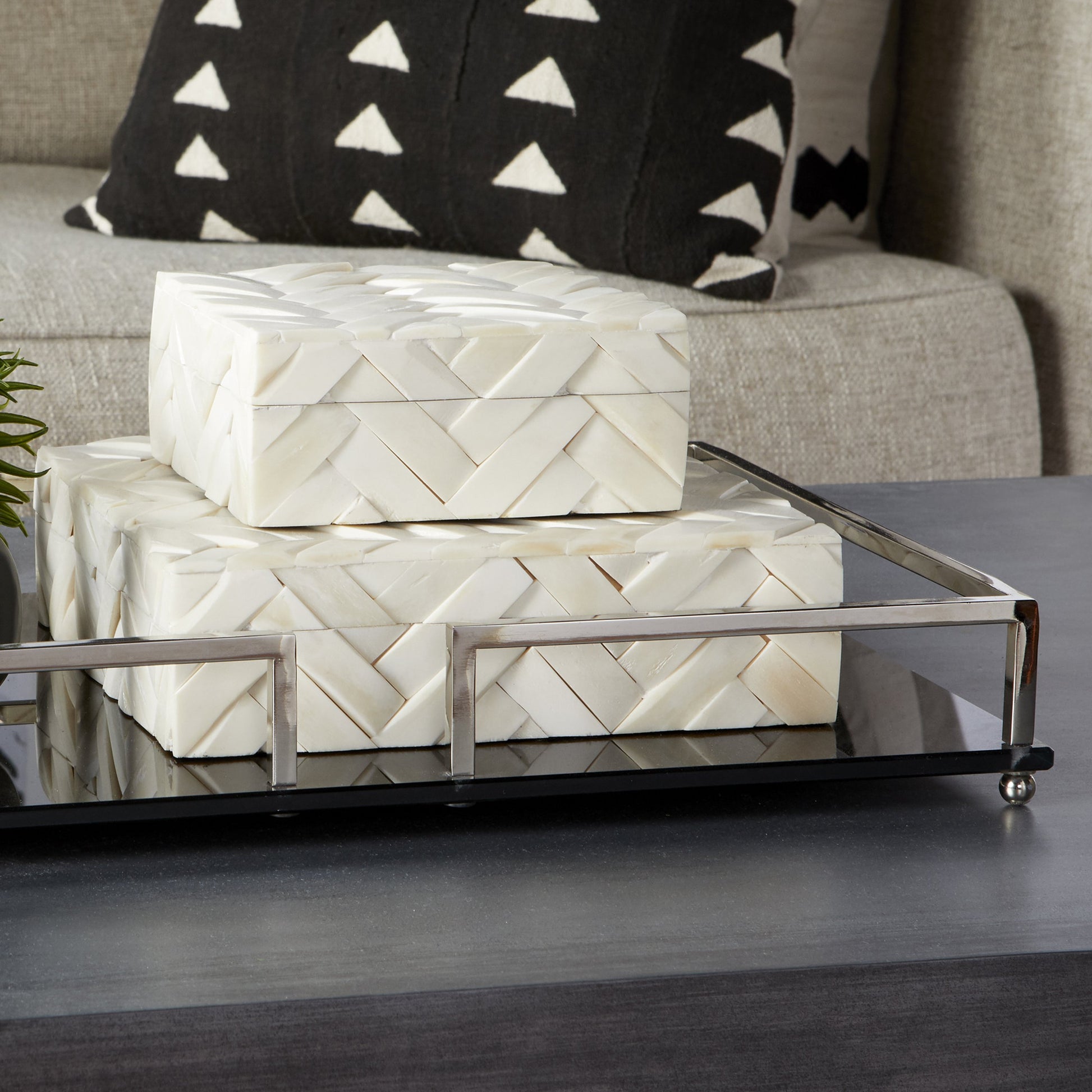 Cumberland Container by Cyan Design in white. Made from bone, wood in a eclectic & global style.