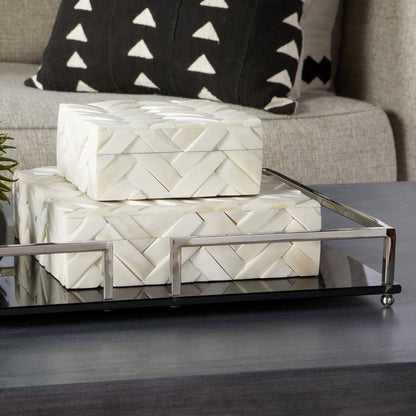 Cumberland Container by Cyan Design in white. Made from bone, wood in a eclectic & global style.