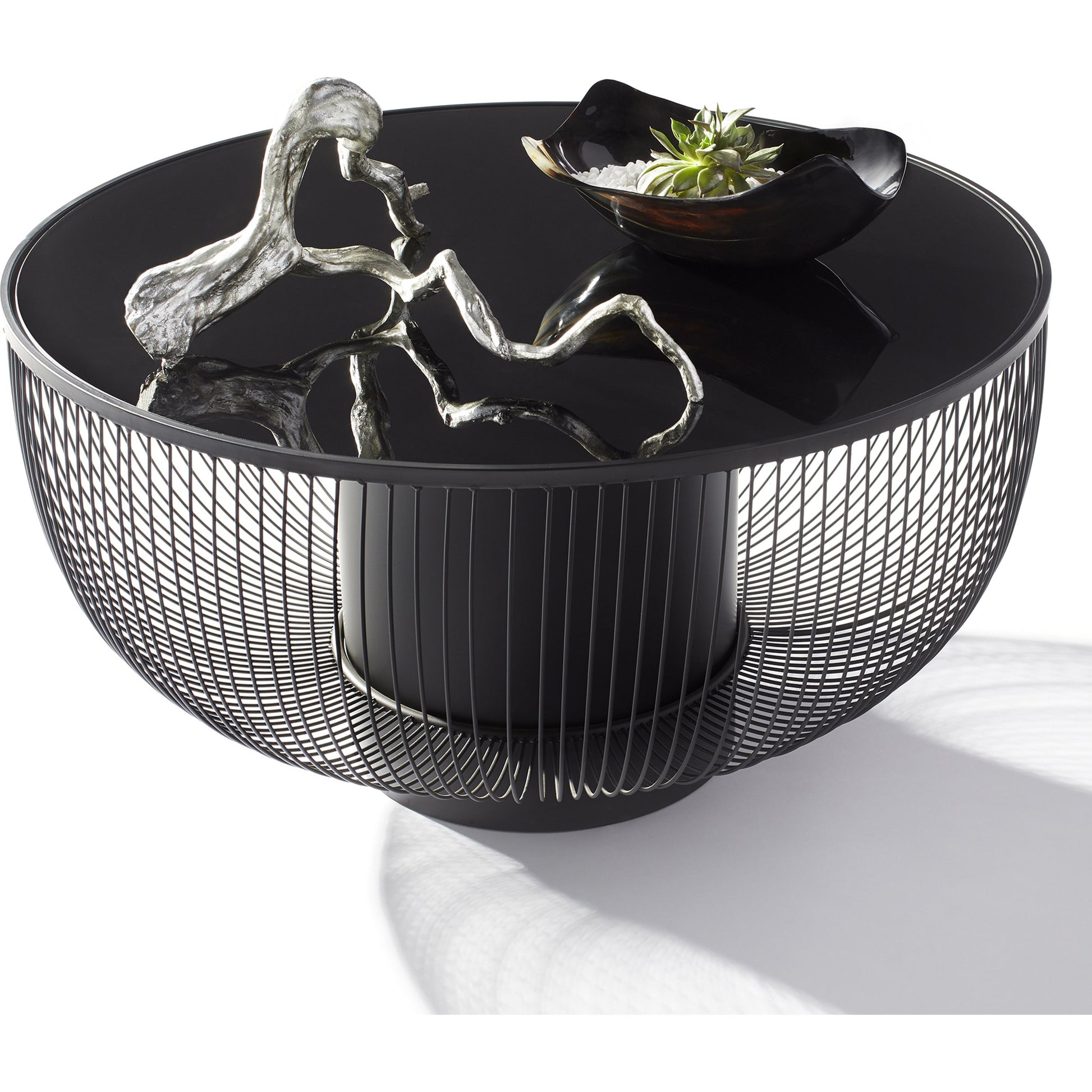 Carousel Table by Cyan Design in graphite. Made from iron, glass in a modern style.