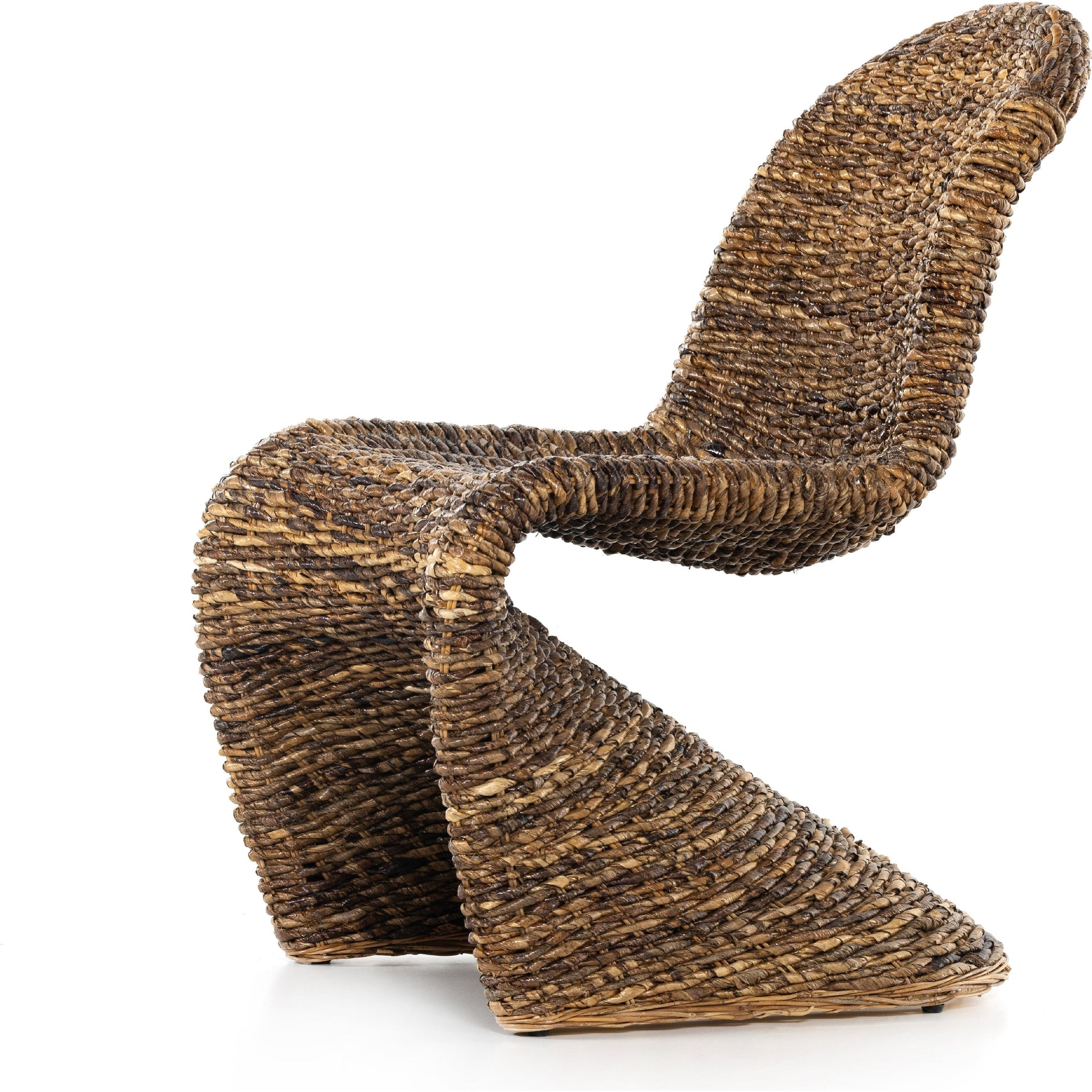 Portia Dining Chair by Four Hands in gray wash. Made from banana leaf, iron in a modern style.