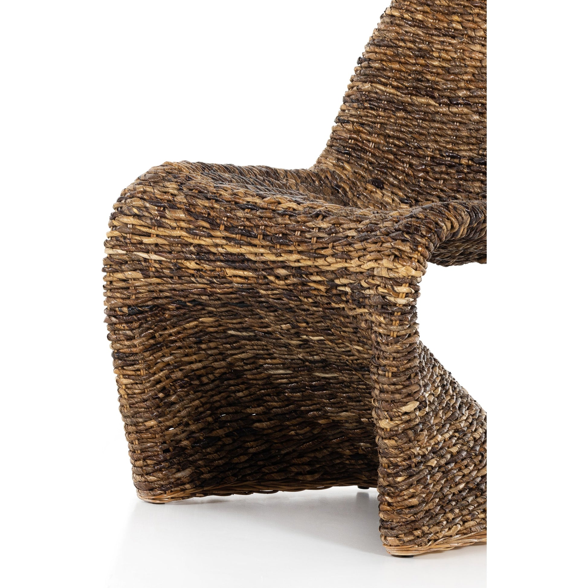 Portia Dining Chair by Four Hands in gray wash. Made from banana leaf, iron in a modern style.