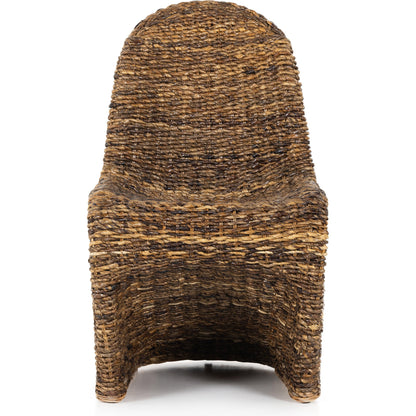 Portia Dining Chair by Four Hands in gray wash. Made from banana leaf, iron in a modern style.