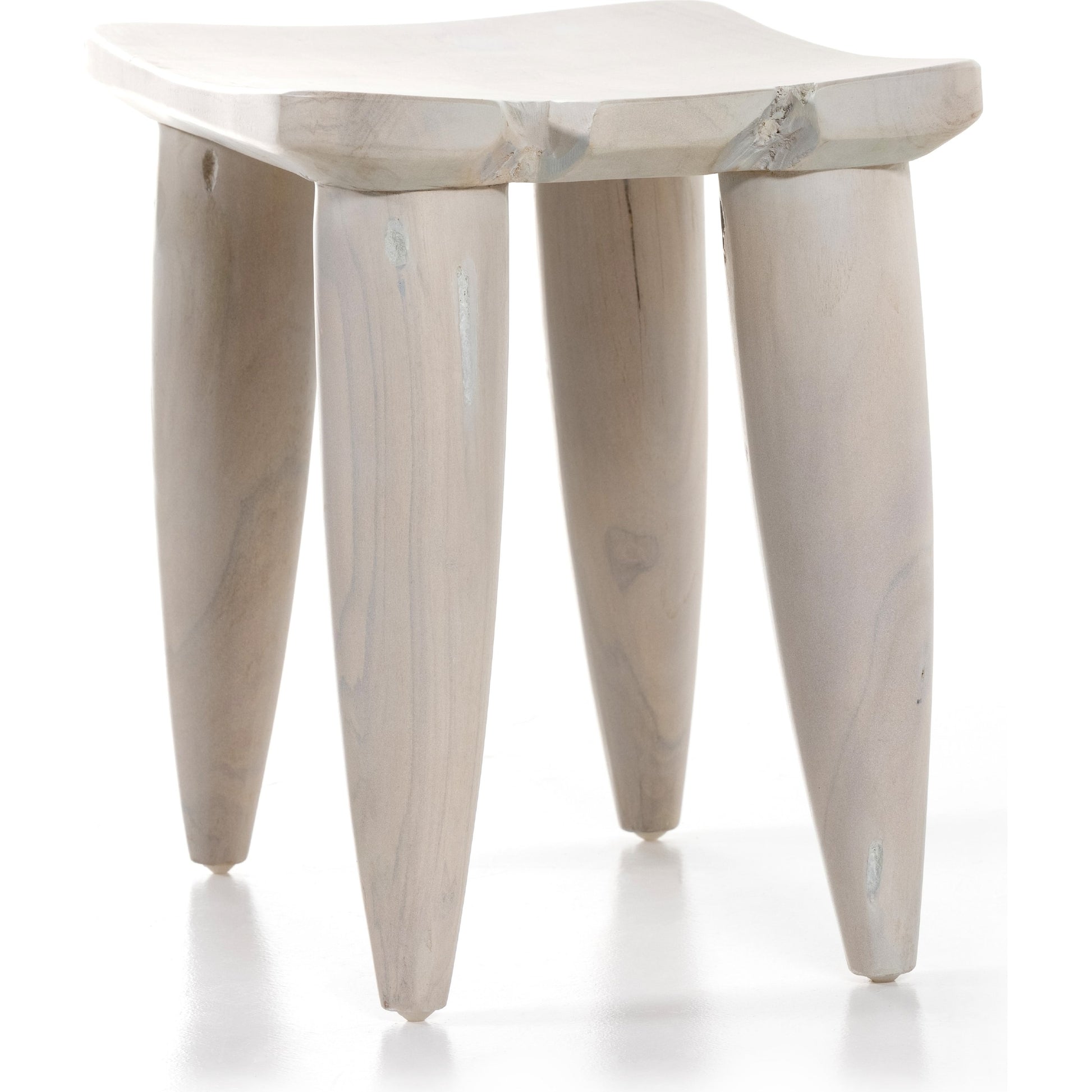 Zuri Stool by Four Hands in aged natural teak. Made from solid teak in a modern style.