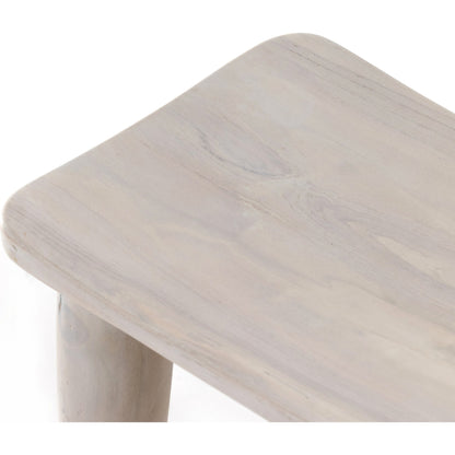 Zuri Stool by Four Hands in aged natural teak. Made from solid teak in a modern style.