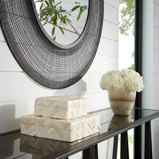 Suffolk Console Table by Cyan Design in graphite. Made from iron, glass in a modern style.