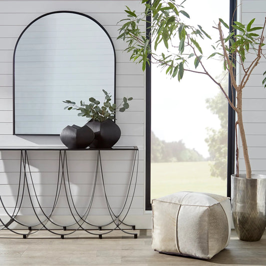 Suffolk Console Table by Cyan Design in graphite. Made from iron, glass in a modern style.