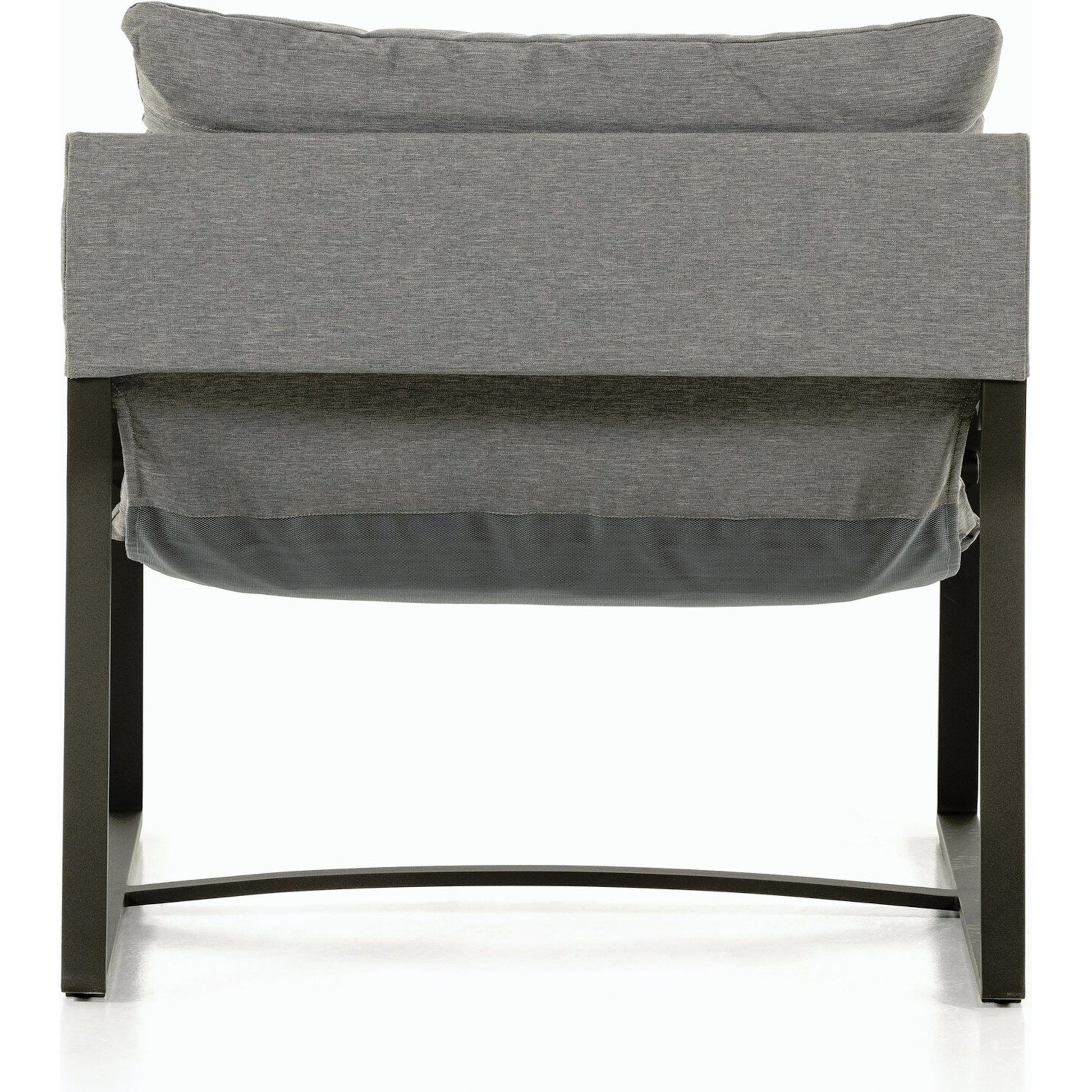 Avon Outdoor Sling Chair by Four Hands in faye sand, bronze. Made from 100% olefin, aluminum, 59% polyurethane foam, 30% polyester fiber, 11% polyester fiber batting in a modern style.