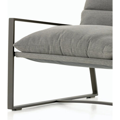 Avon Outdoor Sling Chair by Four Hands in faye sand, bronze. Made from 100% olefin, aluminum, 59% polyurethane foam, 30% polyester fiber, 11% polyester fiber batting in a modern style.