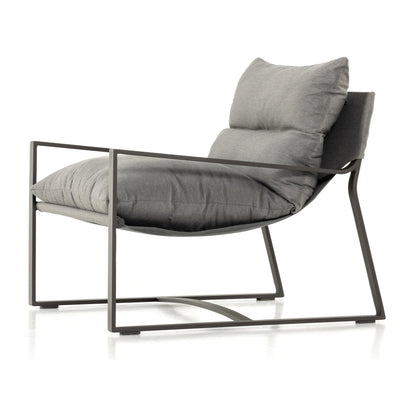 Avon Outdoor Sling Chair by Four Hands in faye sand, bronze. Made from 100% olefin, aluminum, 59% polyurethane foam, 30% polyester fiber, 11% polyester fiber batting in a modern style.