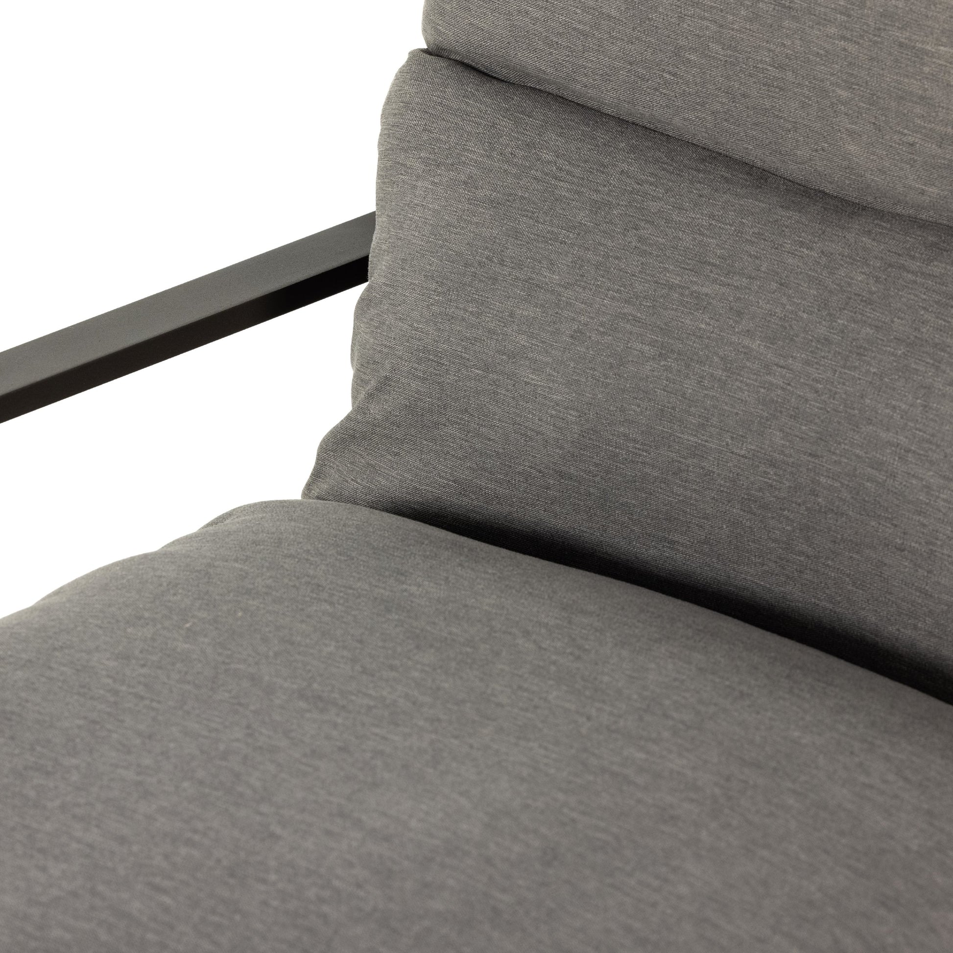 Avon Outdoor Sling Chair by Four Hands in faye sand, bronze. Made from 100% olefin, aluminum, 59% polyurethane foam, 30% polyester fiber, 11% polyester fiber batting in a modern style.