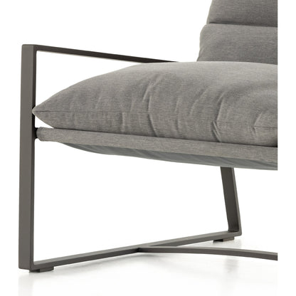 Avon Outdoor Sling Chair by Four Hands in faye sand, bronze. Made from 100% olefin, aluminum, 59% polyurethane foam, 30% polyester fiber, 11% polyester fiber batting in a modern style.