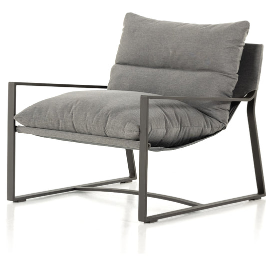 Avon Outdoor Sling Chair by Four Hands. Made from 100% olefin, aluminum, 59% polyurethane foam, 30% polyester fiber, 11% polyester fiber batting in a modern style.