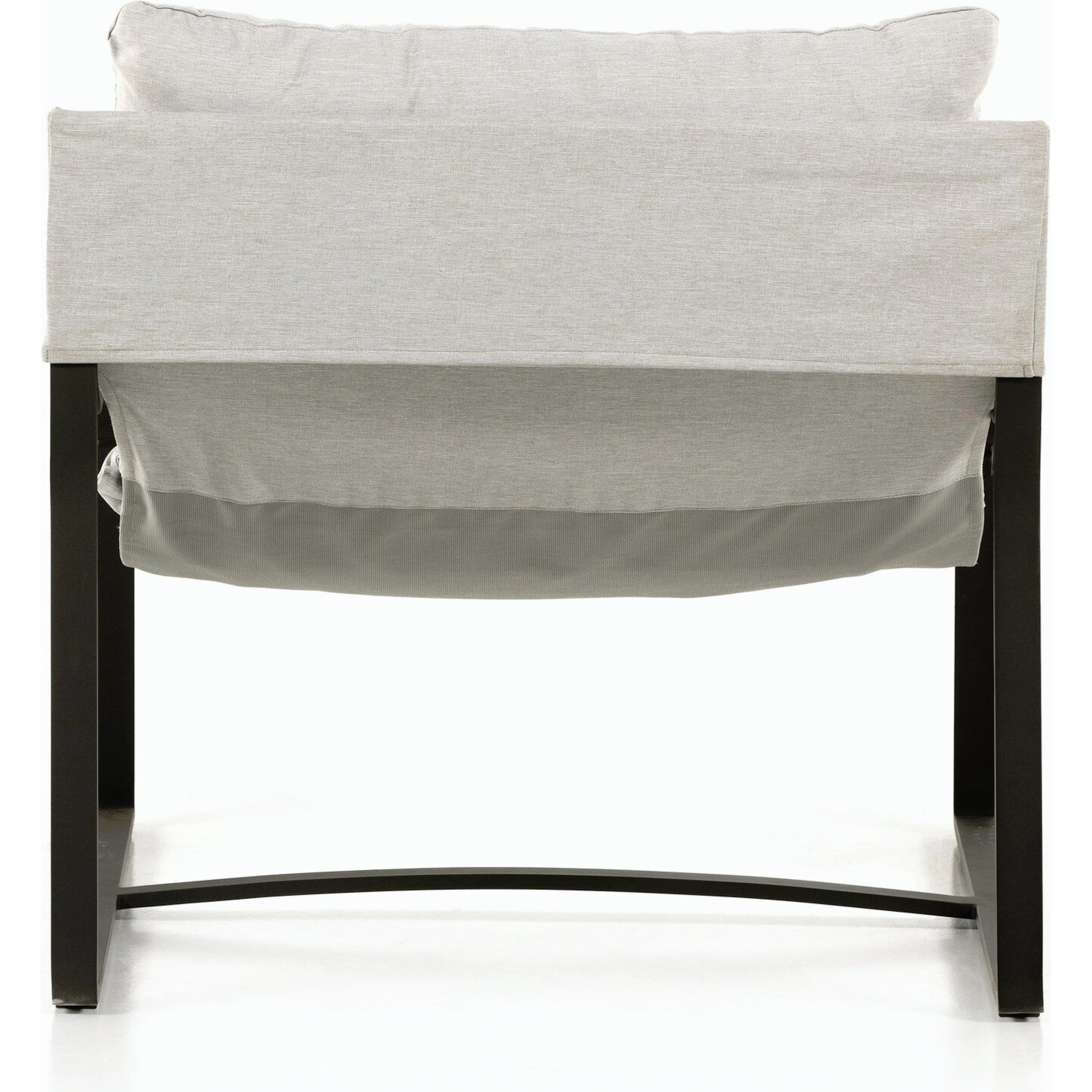 Avon Outdoor Sling Chair by Four Hands in faye sand, bronze. Made from 100% olefin, aluminum, 59% polyurethane foam, 30% polyester fiber, 11% polyester fiber batting in a modern style.