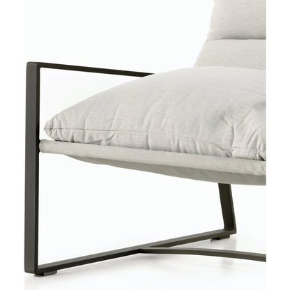 Avon Outdoor Sling Chair by Four Hands in faye sand, bronze. Made from 100% olefin, aluminum, 59% polyurethane foam, 30% polyester fiber, 11% polyester fiber batting in a modern style.