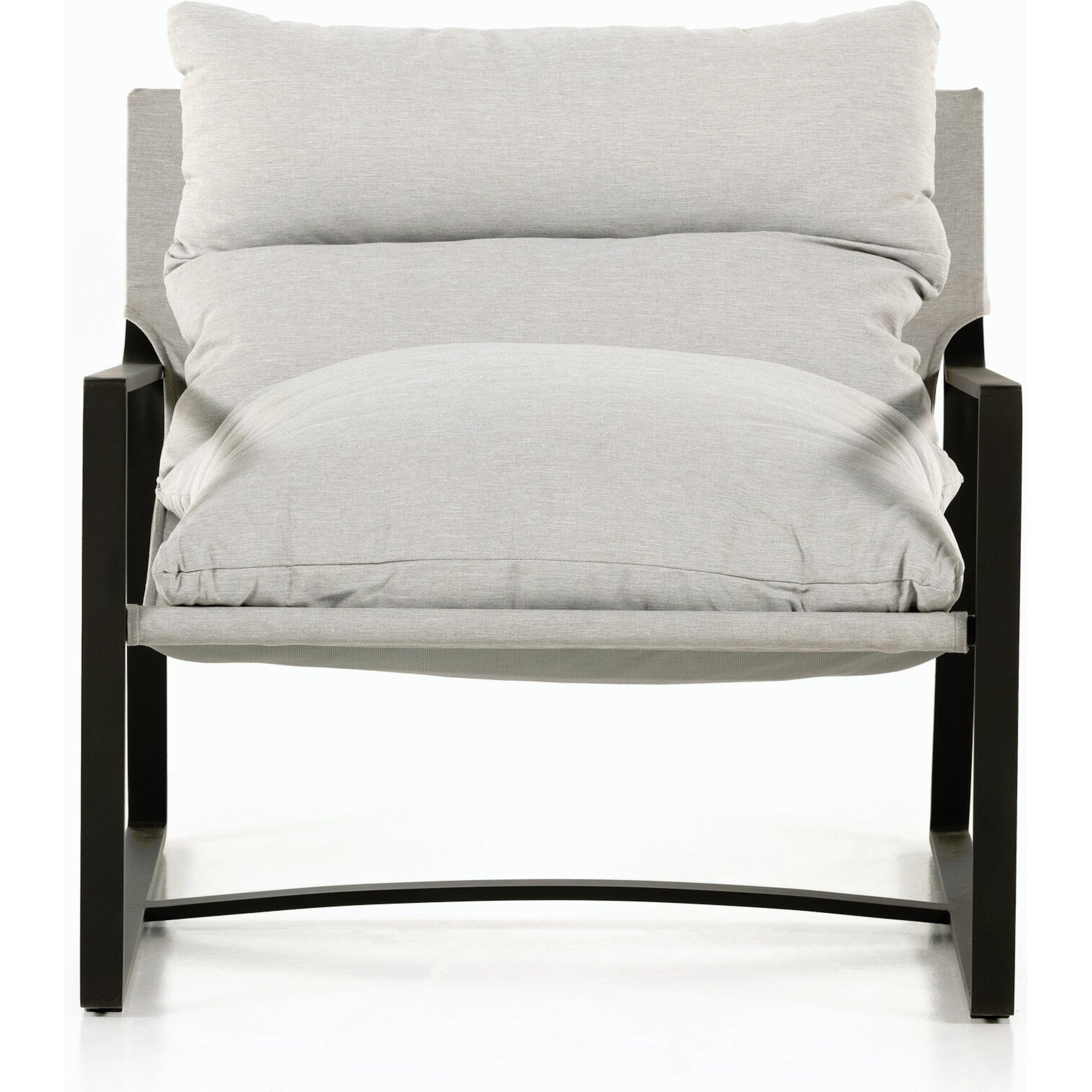 Avon Outdoor Sling Chair by Four Hands in faye sand, bronze. Made from 100% olefin, aluminum, 59% polyurethane foam, 30% polyester fiber, 11% polyester fiber batting in a modern style.