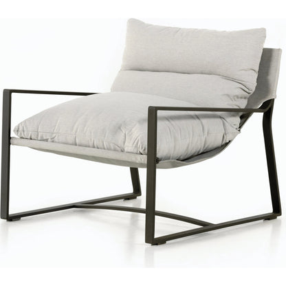 Avon Outdoor Sling Chair by Four Hands in faye sand, bronze. Made from 100% olefin, aluminum, 59% polyurethane foam, 30% polyester fiber, 11% polyester fiber batting in a modern style.