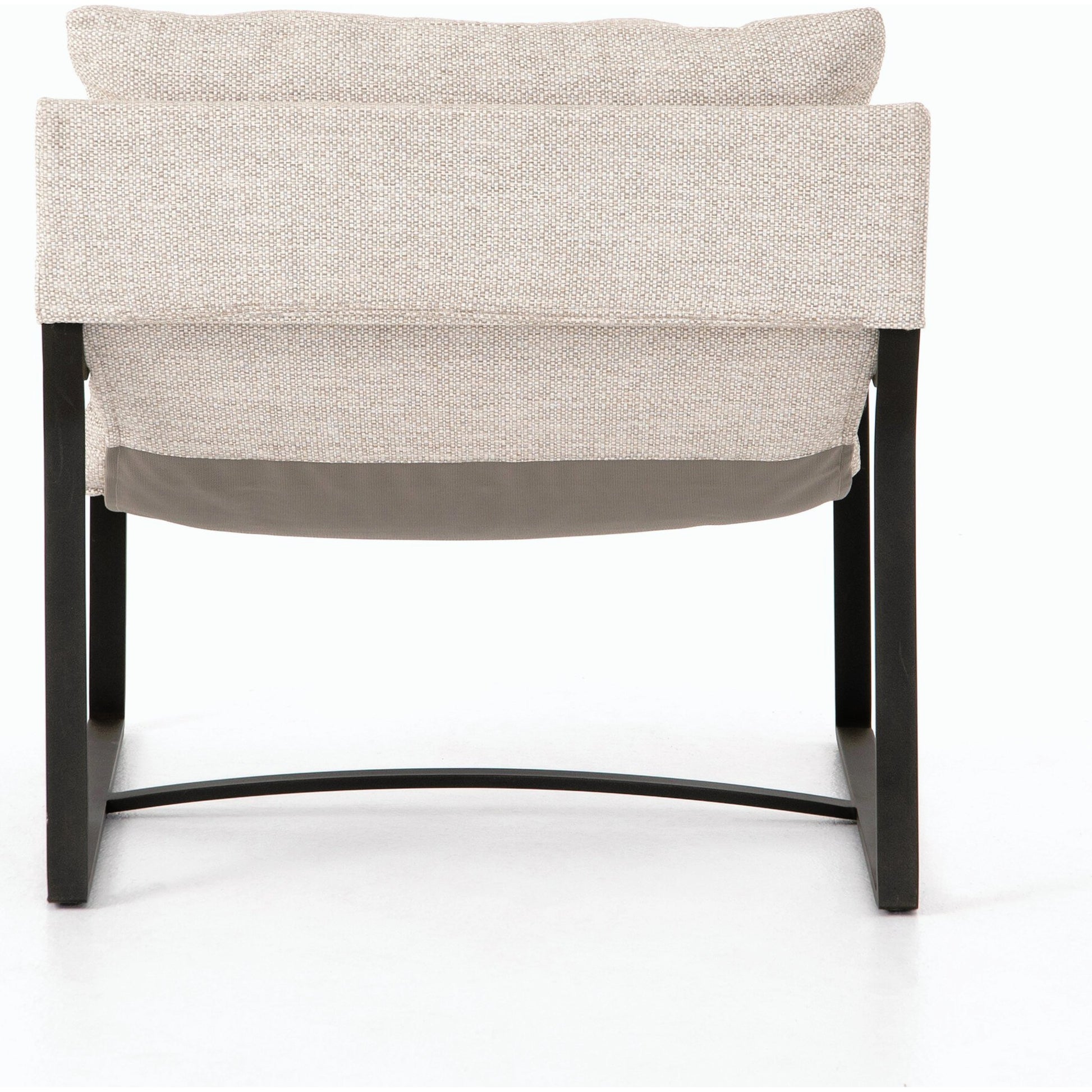 Avon Outdoor Sling Chair by Four Hands in faye sand, bronze. Made from 100% olefin, aluminum, 59% polyurethane foam, 30% polyester fiber, 11% polyester fiber batting in a modern style.