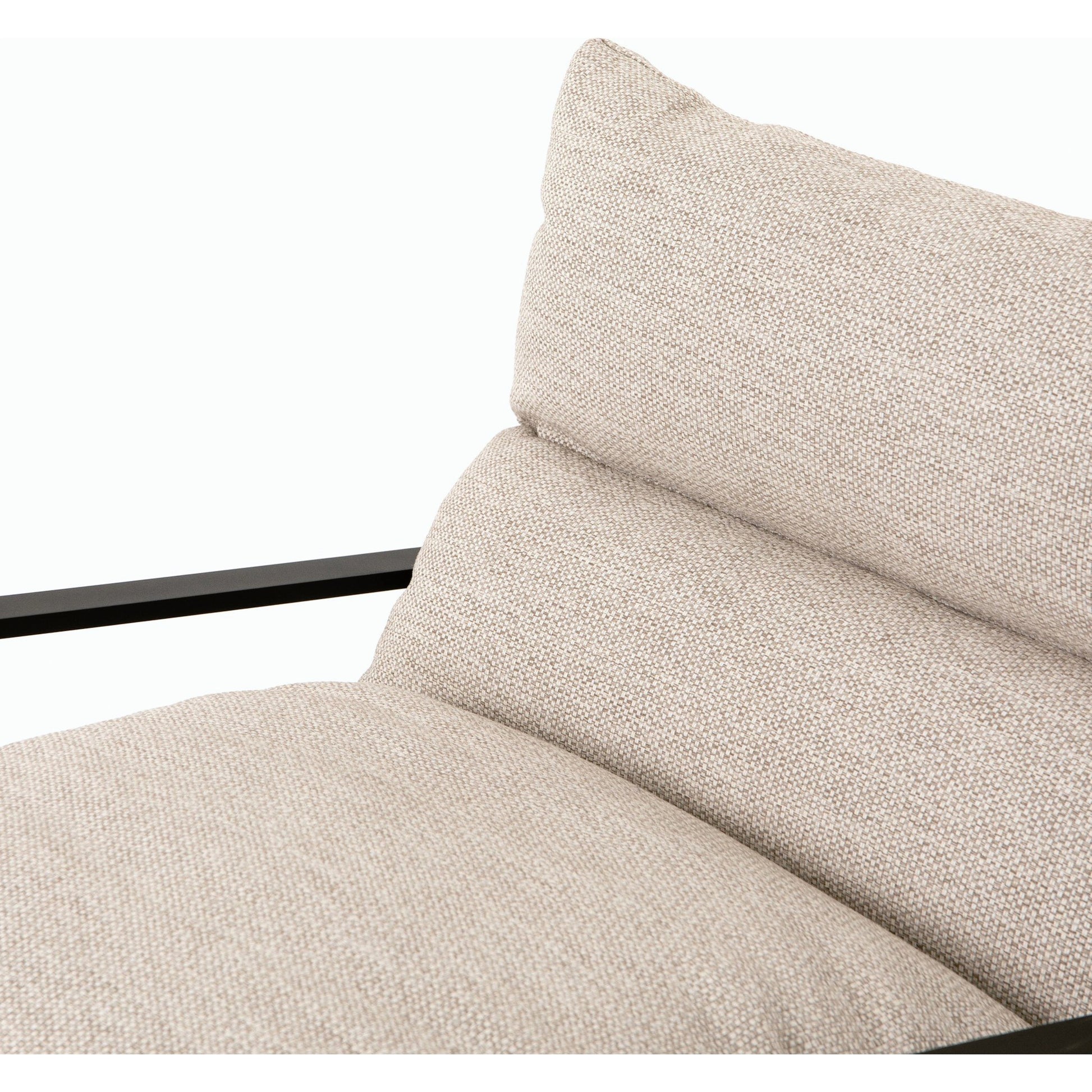 Avon Outdoor Sling Chair by Four Hands in faye sand, bronze. Made from 100% olefin, aluminum, 59% polyurethane foam, 30% polyester fiber, 11% polyester fiber batting in a modern style.