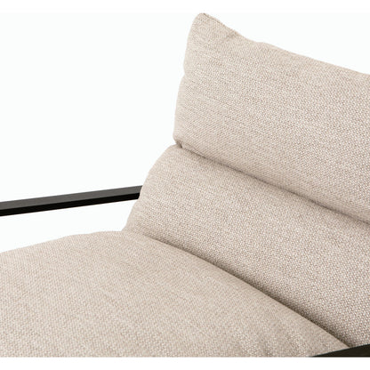 Avon Outdoor Sling Chair by Four Hands in faye sand, bronze. Made from 100% olefin, aluminum, 59% polyurethane foam, 30% polyester fiber, 11% polyester fiber batting in a modern style.