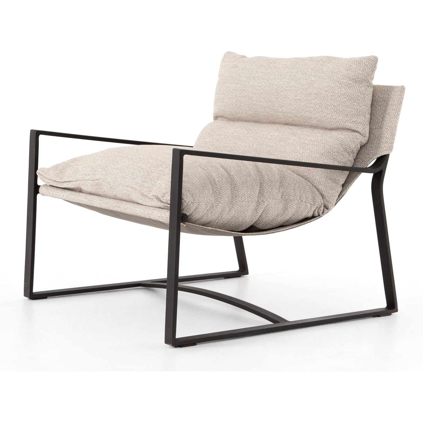 006 SI-1902072 | Additional Silo | Avon Outdoor Sling Chair by Four Hands in faye sand, bronze. Made from 100% olefin, aluminum, 59% polyurethane foam, 30% polyester fiber, 11% polyester fiber batting in a modern style.