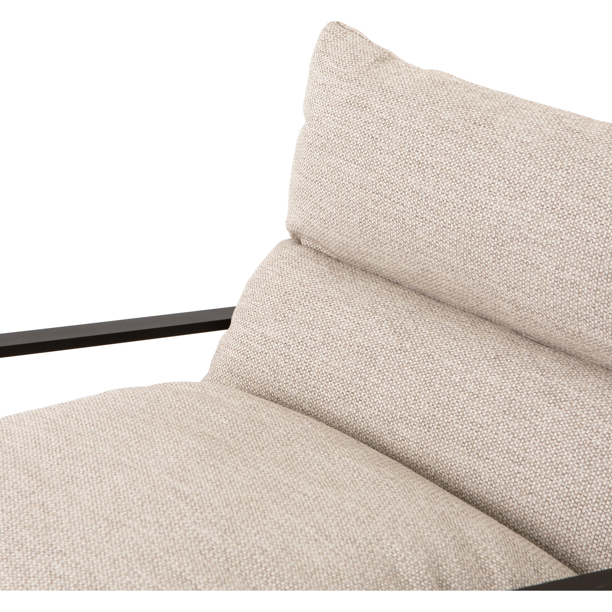 Avon Outdoor Sling Chair by Four Hands in faye sand, bronze. Made from 100% olefin, aluminum, 59% polyurethane foam, 30% polyester fiber, 11% polyester fiber batting in a modern style.