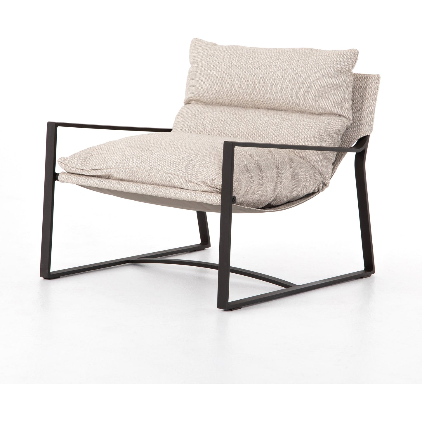 002 SI-1902072 | Primary Silo | Avon Outdoor Sling Chair by Four Hands in faye sand, bronze. Made from 100% olefin, aluminum, 59% polyurethane foam, 30% polyester fiber, 11% polyester fiber batting in a modern style.