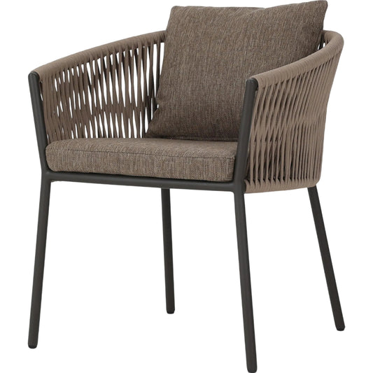 Porto Outdoor Dining Chair by Four Hands in ellor brown, bronze, khaki rope. Made from 100% olefin, aluminum, 100% polypropylene in a unique style.