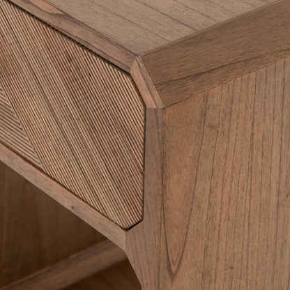 Caspian Nightstand by Four Hands. Made from ash veneer, resawn, iron in a eclectic & global style.