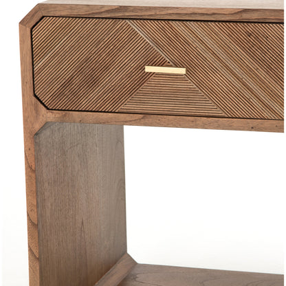 Caspian Nightstand by Four Hands. Made from ash veneer, resawn, iron in a eclectic & global style.