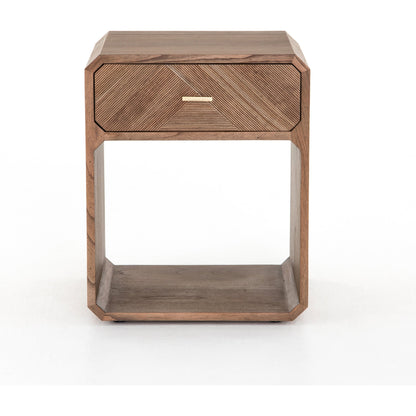 Caspian Nightstand by Four Hands. Made from ash veneer, resawn, iron in a eclectic & global style.
