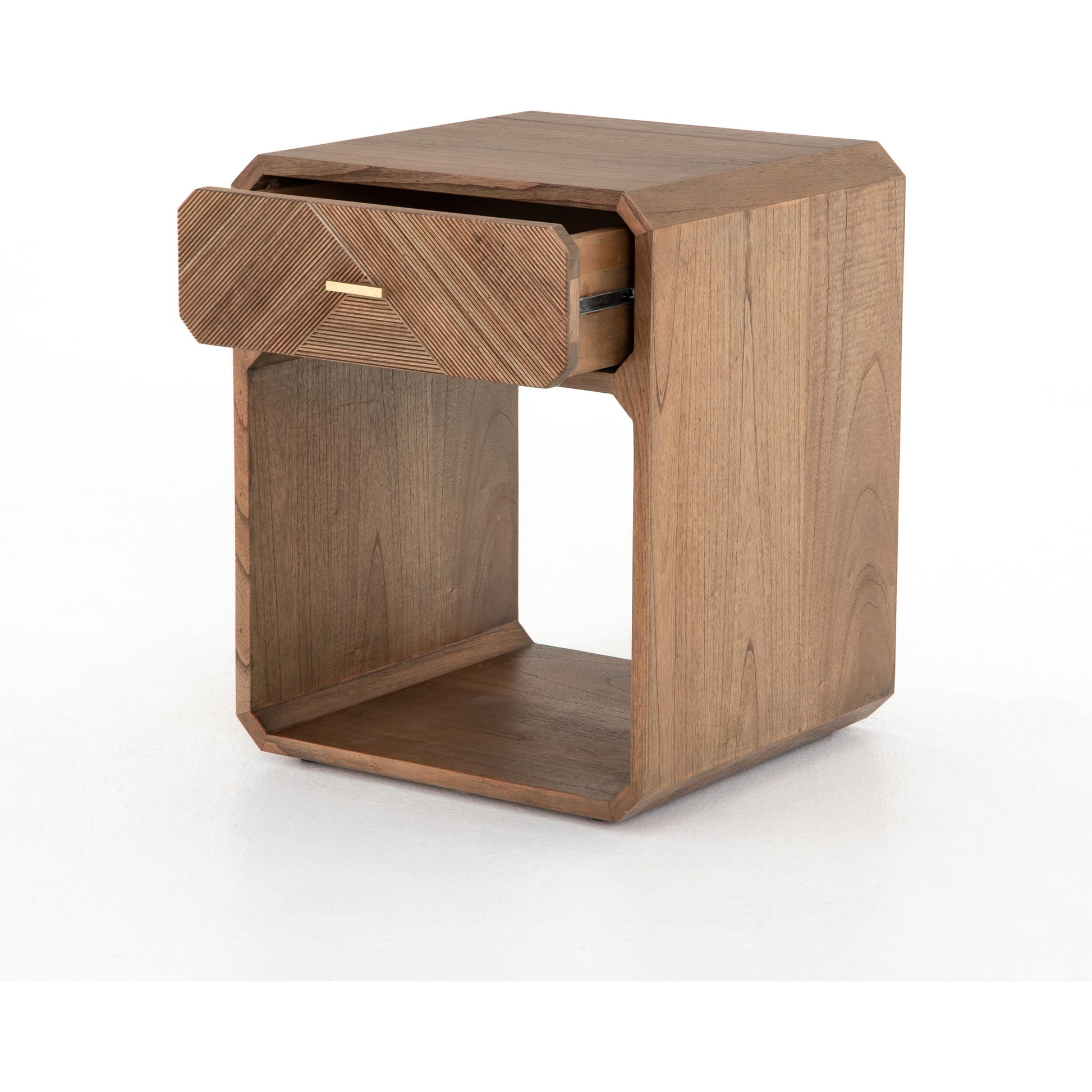 Caspian Nightstand by Four Hands. Made from ash veneer, resawn, iron in a eclectic & global style.