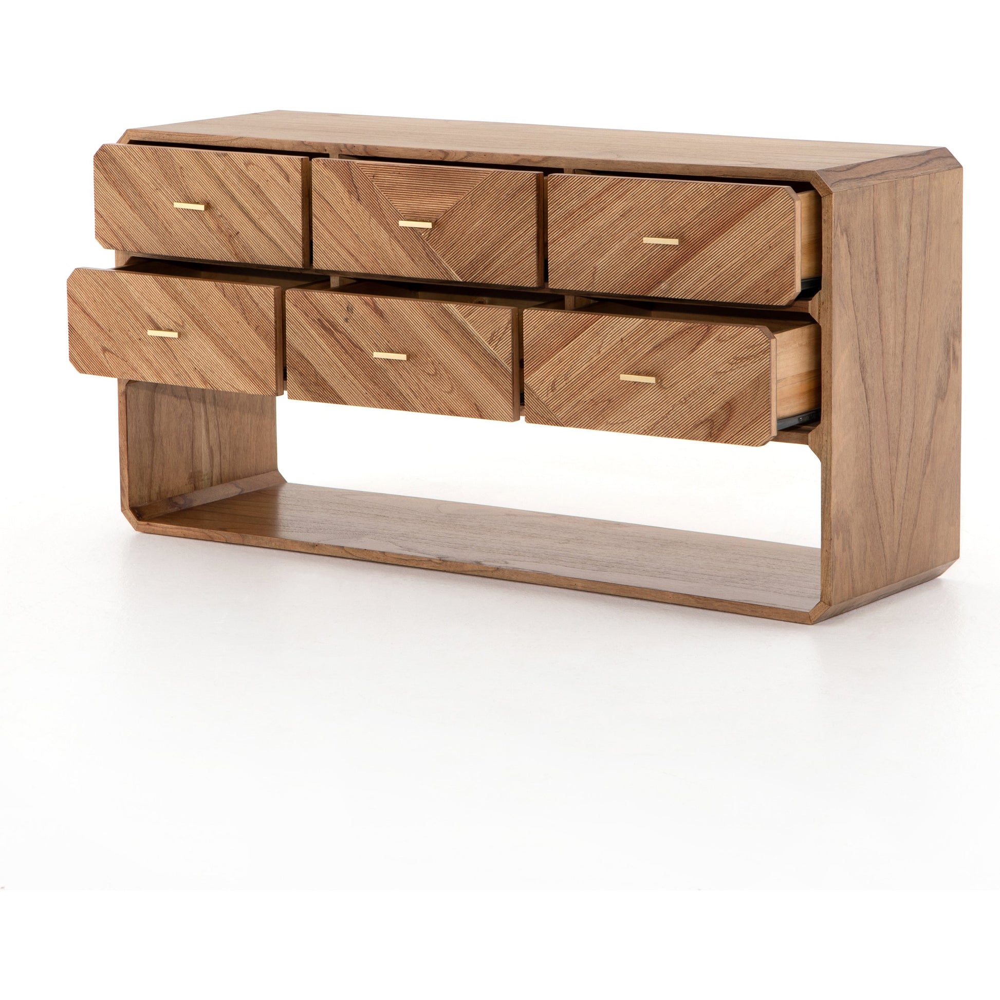 Caspian 6 Drawer Dresser by Four Hands. Made from ash veneer, resawn, iron in a eclectic & global style.