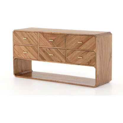 Caspian 6 Drawer Dresser by Four Hands. Made from ash veneer, resawn, iron in a eclectic & global style.
