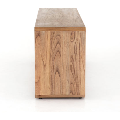 Caspian Media Console by Four Hands. Made from ash veneer, resawn, iron in a eclectic & global style.