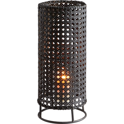 Tennyson Candleholder by Cyan Design in matte black. Made from rattan, iron, glass in a modern style.