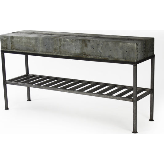 Burke Console by Zentique in galvanized tin and recycled metal. Made from recycled metal in a modern style.