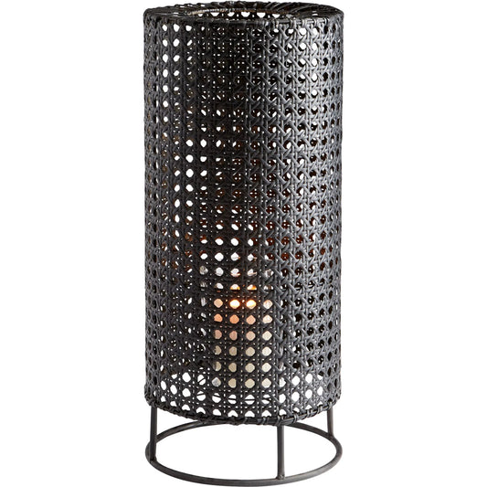 Tennyson Candleholder by Cyan Design in matte black. Made from rattan, iron, glass in a modern style.