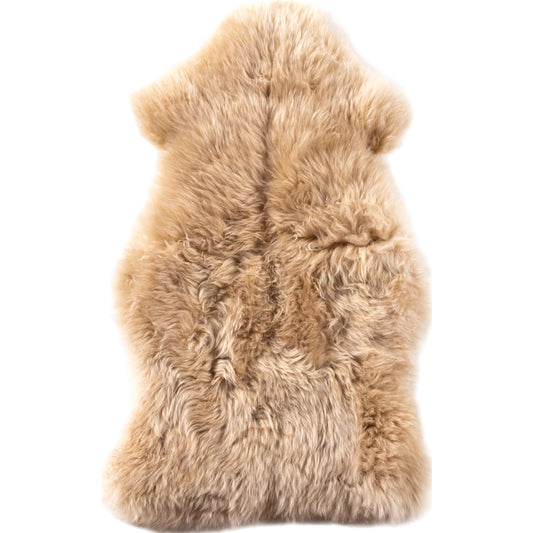 Lalo Lambskin Throw by Four Hands in beige lambskin and beige. Made from shearling in a rustic style.