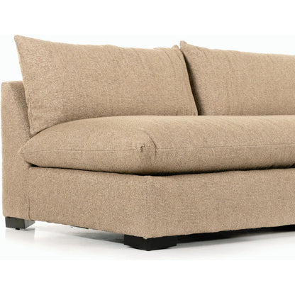 Grant 3-PC Sectional by Four Hands in ashby oatmeal and espresso. Made from 72% polyester, 18% pre-combed cotton, 10% cotton, solid banak, solid pine in a modern style.