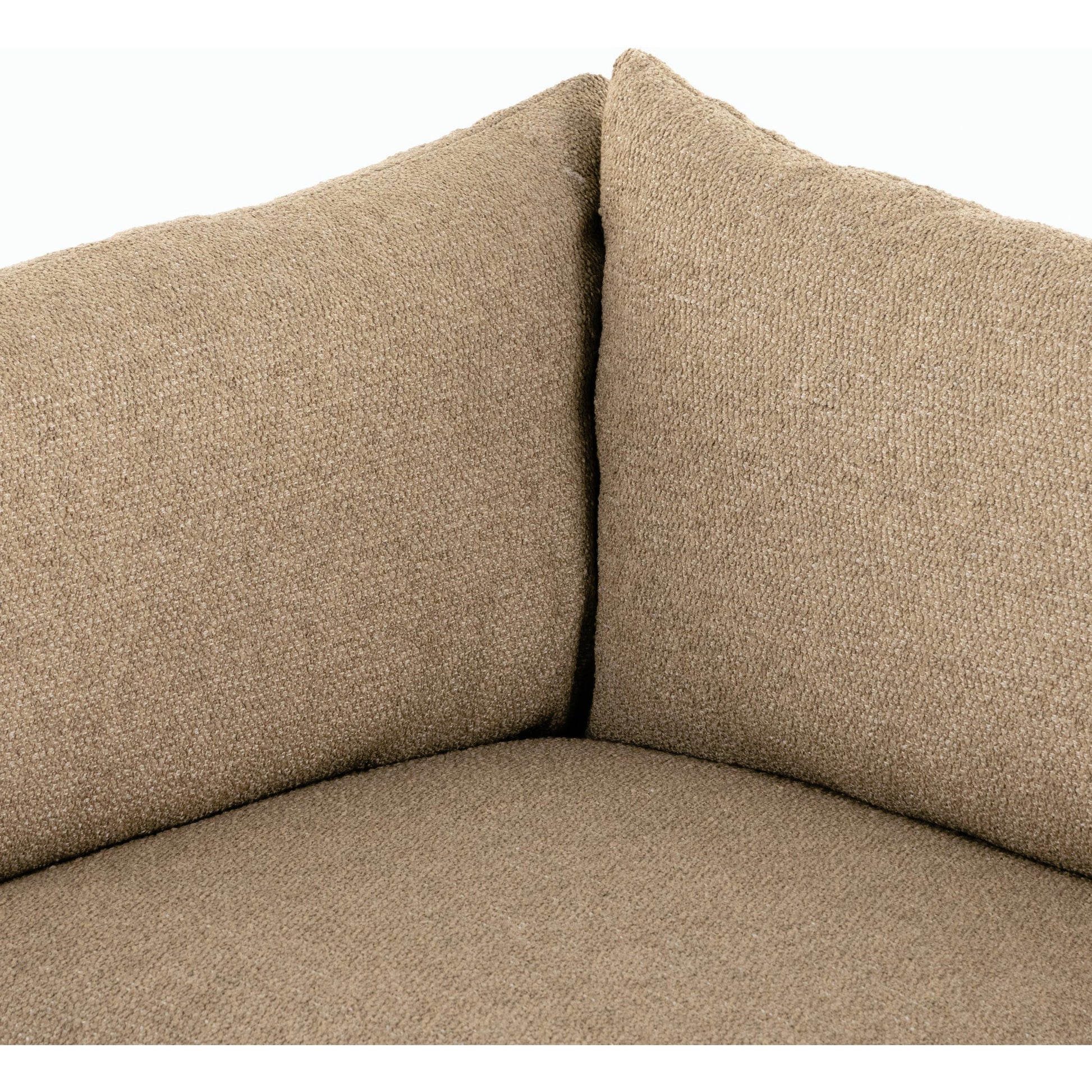 Grant 3-PC Sectional by Four Hands in ashby oatmeal and espresso. Made from 72% polyester, 18% pre-combed cotton, 10% cotton, solid banak, solid pine in a modern style.