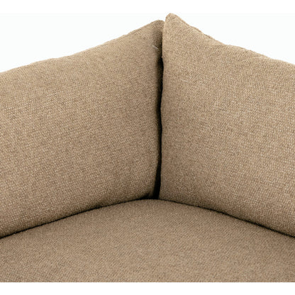 Grant 3-PC Sectional by Four Hands in ashby oatmeal and espresso. Made from 72% polyester, 18% pre-combed cotton, 10% cotton, solid banak, solid pine in a modern style.